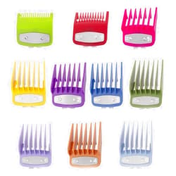 TOJIO 10 Pack Clipper Guards Cutting Guides Compatible with Wahl Clipper with Metal Clip/Color Coded-from 1/16 Inch to 1 Inch(1.5-25mm)，Fits All Full Size Compatible with Wahl Clippers