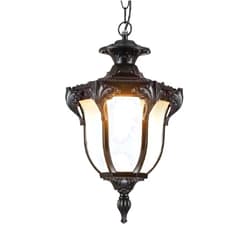 DLGGO Rural Vintage Outdoor Pendant Light Rainproof Exterior Ceiling Light Metal Oil Rubbed Bronze Finish Frosted Glass Porch Hanging Lantern Surface Mount Chandelier Decor Porch Entryway Patio Light