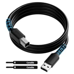 Conable Short USB Printer Cable 2 Feet, USB 2.0 Type-A to B-Male Cord, High Speed Scanner Cord Compatible with HP, Canon, Epson, DAC, Dell, Brother, Xerox, Samsung, Piano with 2 Cable Ties- 2 ft