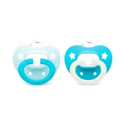 NUK | Orthodontic Pacifiers | 0-6 Months | Best Pacifier for Breastfed Babies | BPA Free | Glows in The Dark | 2-Pack (Signature Neutral)