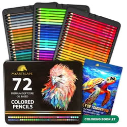 MyArtscape Oil Based Colored Pencils Set, 72 pcs Premium Color Pencils, Vibrant Colors, Break-Resistant Core, Art Kit with Adult Coloring Book