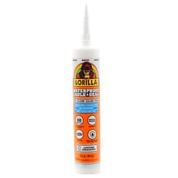 Gorilla Waterproof Caulk & Seal 100% Silicone Sealant, White, 10oz Cartridge (Pack of 1)