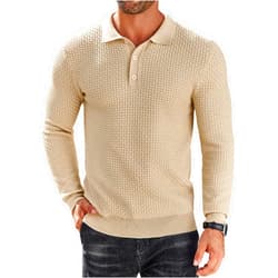 COOFANDY Men's Knit Polo Shirts Long Sleeve Sweater Polo Lightweight Fashion Casual Collared T Shirts