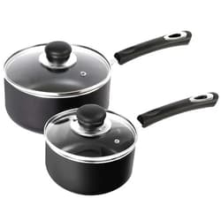 Utopia Kitchen Nonstick Saucepan Set with Lid, 1 Quart and 2 Quarts Multipurpose Pots Set for Home Kitchen or Restaurant (Black)