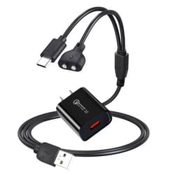 Weishan Dog Shock Collar Charger Cord for Jugbow DT-61 Dog Training Collar, 2-in-1 USB C and Magnetic Bark Collar Charging Cable with 18W Wall Charger for Dogs