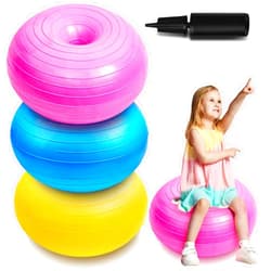 Lewtemi Flexible Seating for Classroom 20 Inch Inflatable Yoga Ball Chair Large Donut Exercise Ball Chair Cushion Seat with Inflator for Kid Student Sensory Balance Home Office
