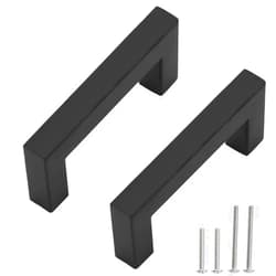 Redunest Cabinet Pulls Matte Black Cabinet Handles Square Drawer Pulls, 10 Pack 3 Inch Stainless Steel Kitchen Door Cupboard Cabinet Handles, Drawer Hardware Handles, 76mm Hole Centers