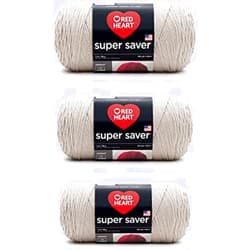 Red Heart Super Saver Oatmeal Yarn - 3 Pack of 198g/7oz - Acrylic - 4 Medium (Worsted) - 364 Yards - Knitting/Crochet