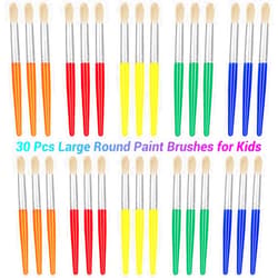 Anezus 30Pcs Paint Brushes, Anezus Round Paint Brushes for Kids Classroom Toddlers Paint Brush Set for Touch Up Preschool Daycare Washable Acrylic Paint Pumpkin Painting