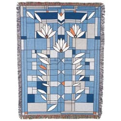 Uniart Frank Lloyd Wright Waterlilies Tapestry Throw Blue