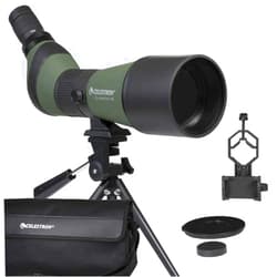 Celestron – LandScout 80mm Angled Spotting Scope – Fully Coated Optics – 20–60x Zoom Eyepiece – Rubber Armored – Tabletop Tripod and Smartphone Adapter