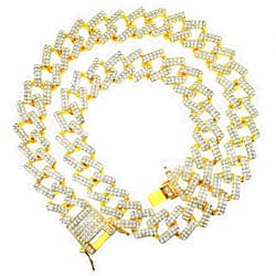 HH BLING EMPIRE Iced Out Diamond Cuban Link Chain for Men Women Silver Gold Miami Cuban Necklaces Hip Hop 16-30 Inches