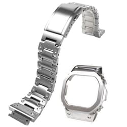 Korlexchi MOD Kit Metal Watchband and Watch Case Compatible with Casio For G-SHOCK Men's DW-H5600 316 Stainless Steel Bracelet Band Strap and Bezel