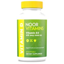 Noor Vitamins Halal Vitamin D, Halal Vitamin D3, 5000 IU Softgels, Supports Bone, Immune & Heart Health, from Safflower Oil to Maximize Absorption, Non-GMO, Gluten Free & Halal (60 Count)…