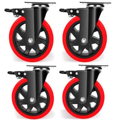 Nefish 6 Inch Heavy Duty Caster Wheels, Industrial Casters Set of 4, Locking Industrial Swivel Top Plate Casters 2600 Lbs, 360 Degree Industrial Grade Casters for Industrial, Furniture, Equipment