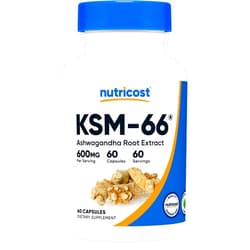 Nutricost KSM-66 Ashwagandha Root Extract 600mg, 60 Veggie Caps - 5% Withanolides - with BioPerine - Full-Spectrum Root Extract
