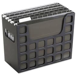 Pendaflex Portable Desktop File, Document Holder for Home and Office, Plastic Organizer Box, Side Handles, Hanging File Folders, Tabs & Inserts, Letter Size, 9-1/2 x 12-3/16 x 6 Inches, Black (23013)