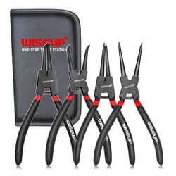WISEUP Snap Ring Pliers Set Heavy Duty,4PCS-7 inch Internal/External Circlip Pliers Kit,Straight/Bent Jaw Pliers Tips C-Clip Pliers for Ring Remover Retaining
