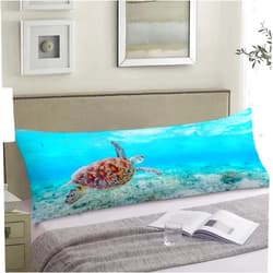 AIMSTONG Sea Turtle Body Pillow Cover Coastal Ocean Nautical Animal Underwater Marine Aqua Blue Long Case Protector with Zipper Decorative Soft Large Cases Covers Cushion for Bed,Couch 20''x54''