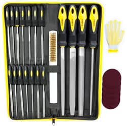 Topec 26Pcs File Set, Round and Flat File Kits are Made of High Carbon-Steel, Ideal Wooden Hand Tool for Woodwork, Metal, Model & Hobby Applications