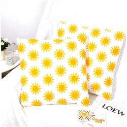Whaline 2Pcs Boho Sun Tufted Pillow Covers Sunshine Throw Pillow Case White Yellow Sun Cushion Cover for Home Office Room Couch Sofa Decor, 18 x 18 Inch
