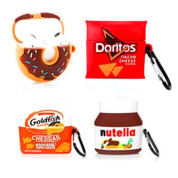 XMBYGY (4Pack) Case for AirPods Pro 2nd/1st Generation (2022/2019) with Carabiner, XMBYGY Cute Skin Design Silicone Cartoon Charging Case Protective Covers for Boys Girls (DOR+GOD+Dounts+Nutella)