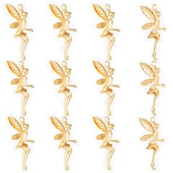 Beebeecraft 1 Box 14Pcs Real 18K Gold Plated Brass Pendants Flying Elf Mini Butterfly Charms Gold Dainty Initial Pendants for Female Women Minimalist Personalized DIY Jewelry Christmas Gift