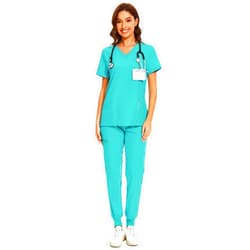 COZYFIT Scrubs for Women - V-Neck Top & Cargo Pants Scrubs Set with 10 Pockets
