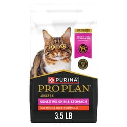 Purina Pro Plan Sensitive Skin and Stomach Adult Cat Food Salmon and Rice Formula - 3.5 lb.