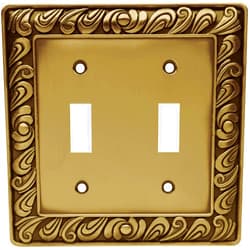 Liberty Hardware Franklin Brass Paisley Wall Plate, Tumbled Antique Brass Double Switch Cover Switch Cover, 1-Pack, 64040