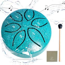 LETSROCK Mini Rain Drum for Outside, 3 Inch 6 Notes Steel Tongue Drum, Waterproof Musical Instrument for Garden, for Meditation, Yoga, Outdoor Relaxation - Green