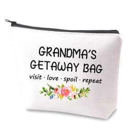 ZJXHPO Mother's Day Gift Best Grandma Ever Cosmetic Bag Gift Grandma’s Getaway Bag Grandma Makeup Bag With Zipper Grandma Canvas Bag (Grandma Getaway Bag)