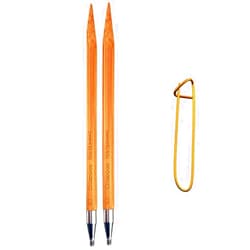 ChiaoGoo Bamboo 4 inch (10cm) Interchangeable Circular Knitting Needle Tips US Size 15 (10mm) 2504-15 with Stitch Holder