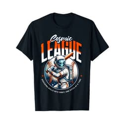 Tycoon Tees Cosmic League Outer-Space Sports Cosmic League Alien Baseball Orbit Pitch Sports Fan Tee T-Shirt