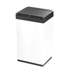 Hailo Big-Box L 1 x 35 liters / 9.2 gallons | Self-Closing Swing lid | Steel Sheet | Waste Kitchen | Made in Germany | White Free Standing Bin