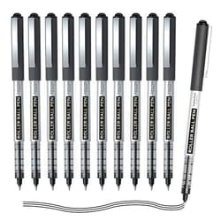 Shuttle Art Rollerball Pens, 10 Pack Black Liquid Ink Pens, 0.5mm Extra Fine Point, Quick Drying for Writing Journaling Taking Notes School Office