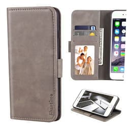 Shantime Tecno Spark 4 Lite Case, Leather Wallet Case with Cash & Card Slots Soft TPU Back Cover Magnet Flip Case for Tecno Spark 4 Lite (Grey)