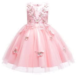 MYRISAM Little/Big Girls Butterflies Tulle Dress Princess Embroidery Birthday Pageant Party Flower Girl Wedding Ball Gowns