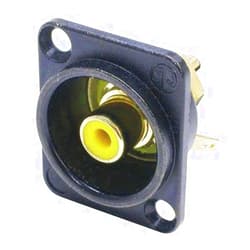 Neutrik Brand Neutrik NF2D-B-4 RCA Panel Mount Jack Black Housing with Yellow Isolation Washer