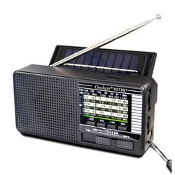 ONCHEER Portable FM/AM/SW Radio, Build-in Bluetooth Speaker, Powered by Rechargeable Battery with Solar Panel for Charging, Emergency LED Light, Stretch Antenna, Support TF Card USB Mp3 Player