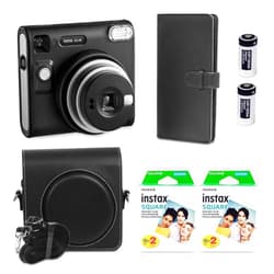 Fujifilm Instax Square SQ40 Instant Camera Vintage Black + Fuji Instax Film Value Pack (40 Sheets) + Shutter Accessories Bundle, Includes Style Compatible Carrying Case, Photo Album 80 Pockets