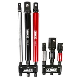 ARES 22013-6-Piece 3-Inch and 6-Inch Impact Grade Socket Adapter Set with Color Sleeve - Turns Impact Drill Drivers into High Speed Socket Drivers - 1/4-Inch, 3/8-Inch, and 1/2-Inch Drive
