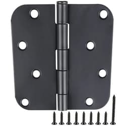 JIW 12 Pack Black Exterior Door Hinges 4 Inch Matte Black Door Hinges 4 Inch Black Hinges for Doors Rounded Edge 5/8