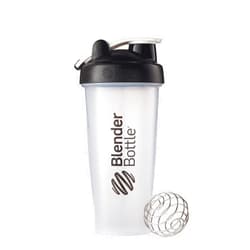 BlenderBottle Classic Shaker Bottle Perfect for Protein Shakes and Pre Workout, 28-Ounce, Clear/Black/White