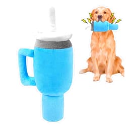 YEXEXINM Funny Tumbler with Handle Cup Dog Toy,Cute Squeaky Dog Toys，Soft Tumbler Funny Dog Toys for Aggressive Chewers Interactive Fluff and Tuff Dog Toy for Small/Medium/Large Size Dog (Blue)