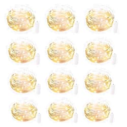 Brightown 12 Pack LED Fairy Lights Battery Operated String Lights - 7ft 20LED Waterproof Silver Wire Firefly Starry Moon Lights for DIY Crafts Wedding Table Centerpieces Party Bedroom Christmas