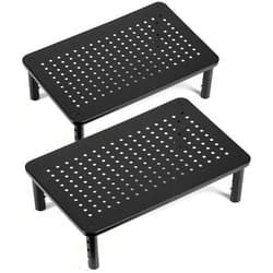 LOTEYIKE TV/Monitor Riser Desktop Stand, Flat Screen, Sturdy Metal Laptop Computer Shelf for Printer, iMac, 3 Height Adjustable PC with Mesh Platform , 2 Pack