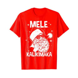 Mele Kalikimaka Hawaiian Christmas Funny Xmas Mele Kalikimaka Santa Claus Shaka Hawaiian Christmas Hawaii T-Shirt
