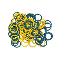 Captain O-Ring (100 Pack) Soft Stitch Ring Markers, Blue & Yellow (Medium Size for Needle Sizes 9-15, includes 2 Colors, for Knitting/Crochet/etc)