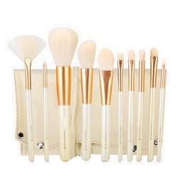 Agatige ZOREYA 10pcs Cosmetic Brushes Set, Makeup Brush with Storage Bag for Foundation Blending Blush Concealer Eyeshadow - Pearl White